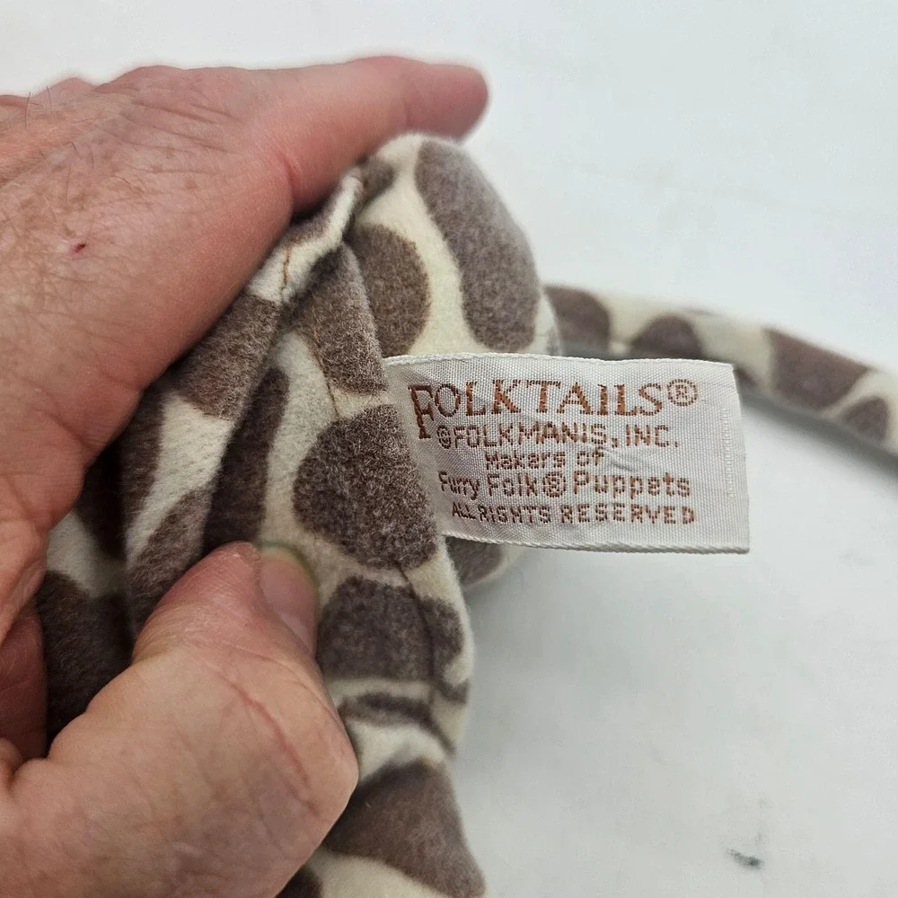 Folkmanis Giraffe Hand Puppet Plush Stuffed Toy Medium Brown Washable Cute